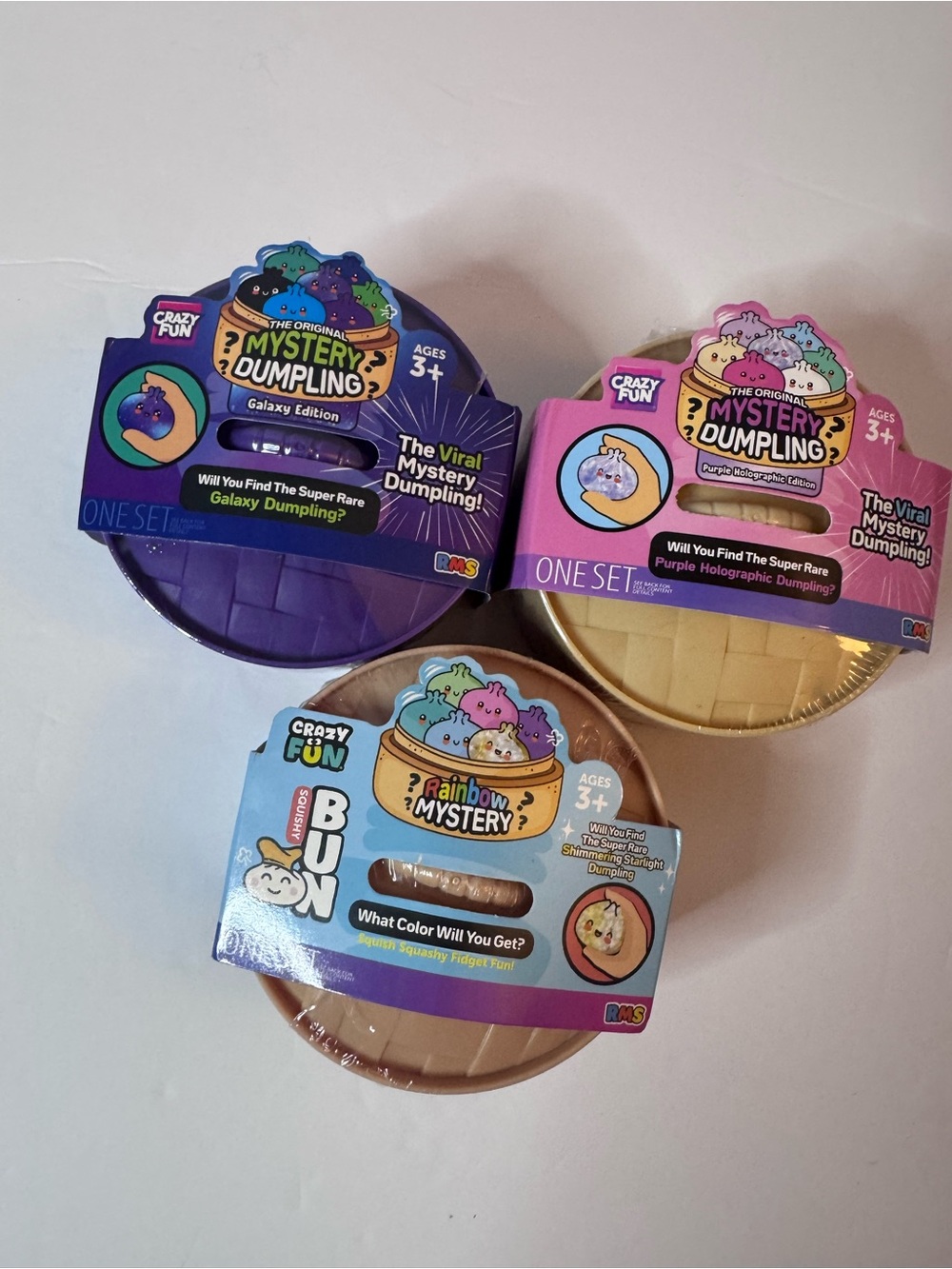 Mystery Dumpling Galaxy, Purple & Rainbow Set RMS all unopened